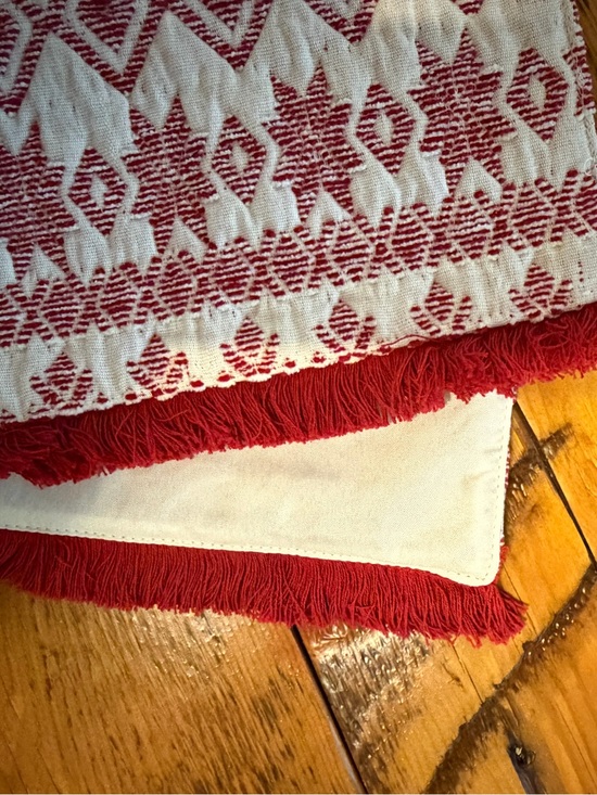Cost Plus World Market Other - World Market Table Runner, 72” x 13”, Cream with Red Trim, Barely Used